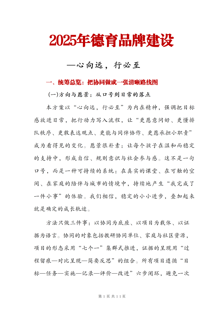 2025年德育品牌建设方案