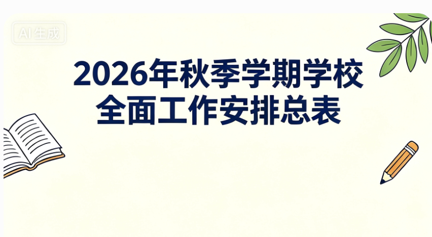 2026年秋季学期学校全面工作安排总表
