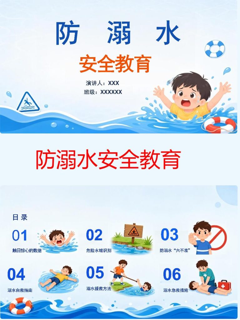 暑期防溺水安全教育PPT模板课件