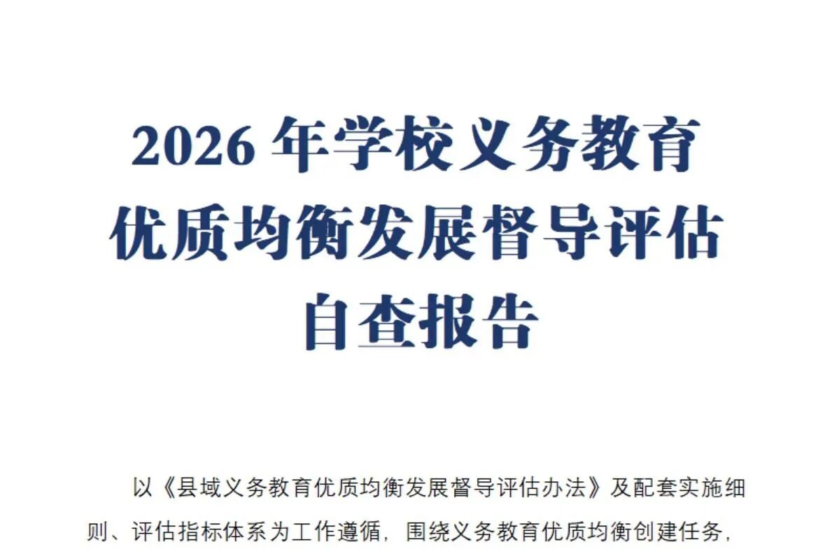 2026年学校义务教育优质均衡发展督导评估报告